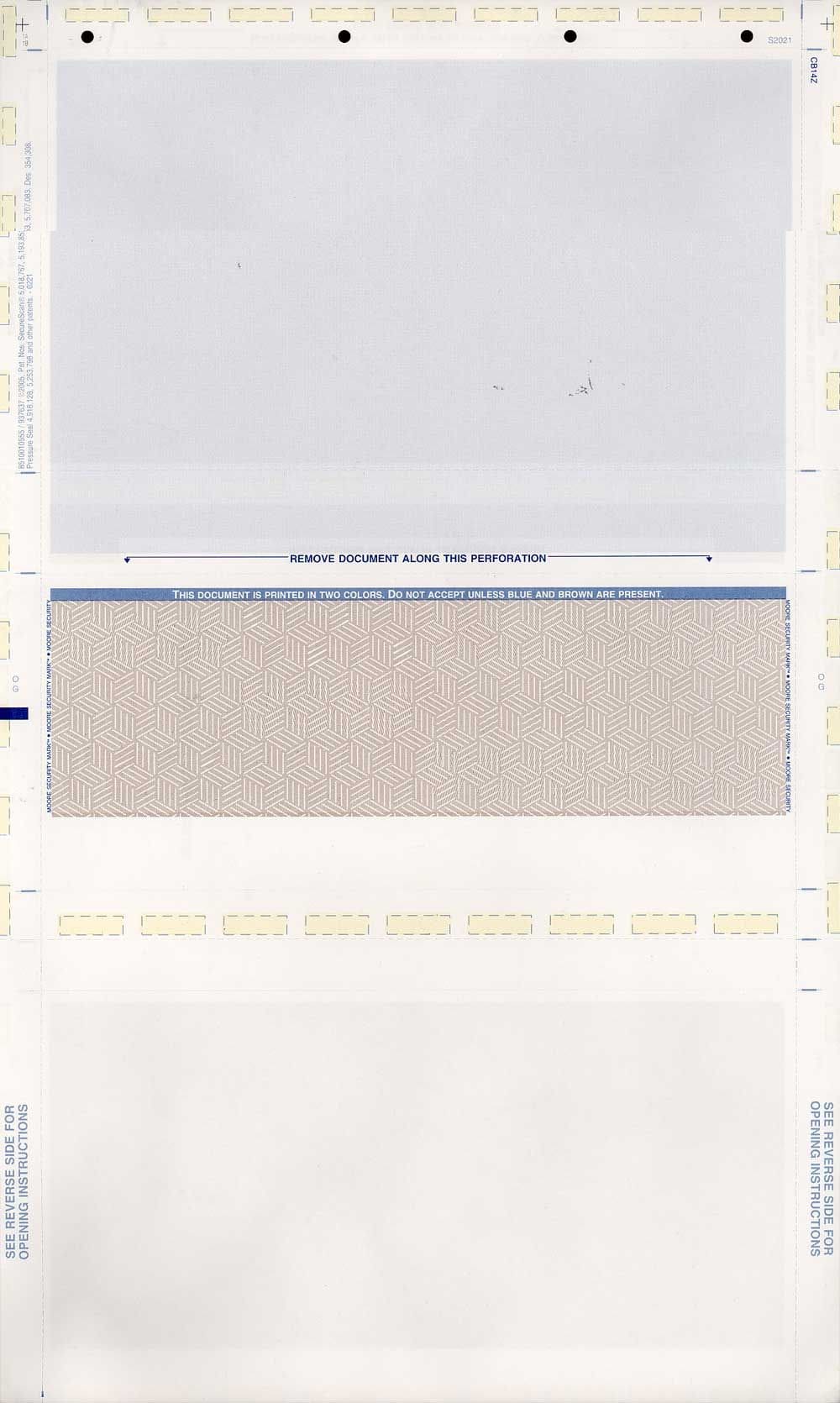 A white sheet featuring a blue border along the edges, creating a clean and simple design.