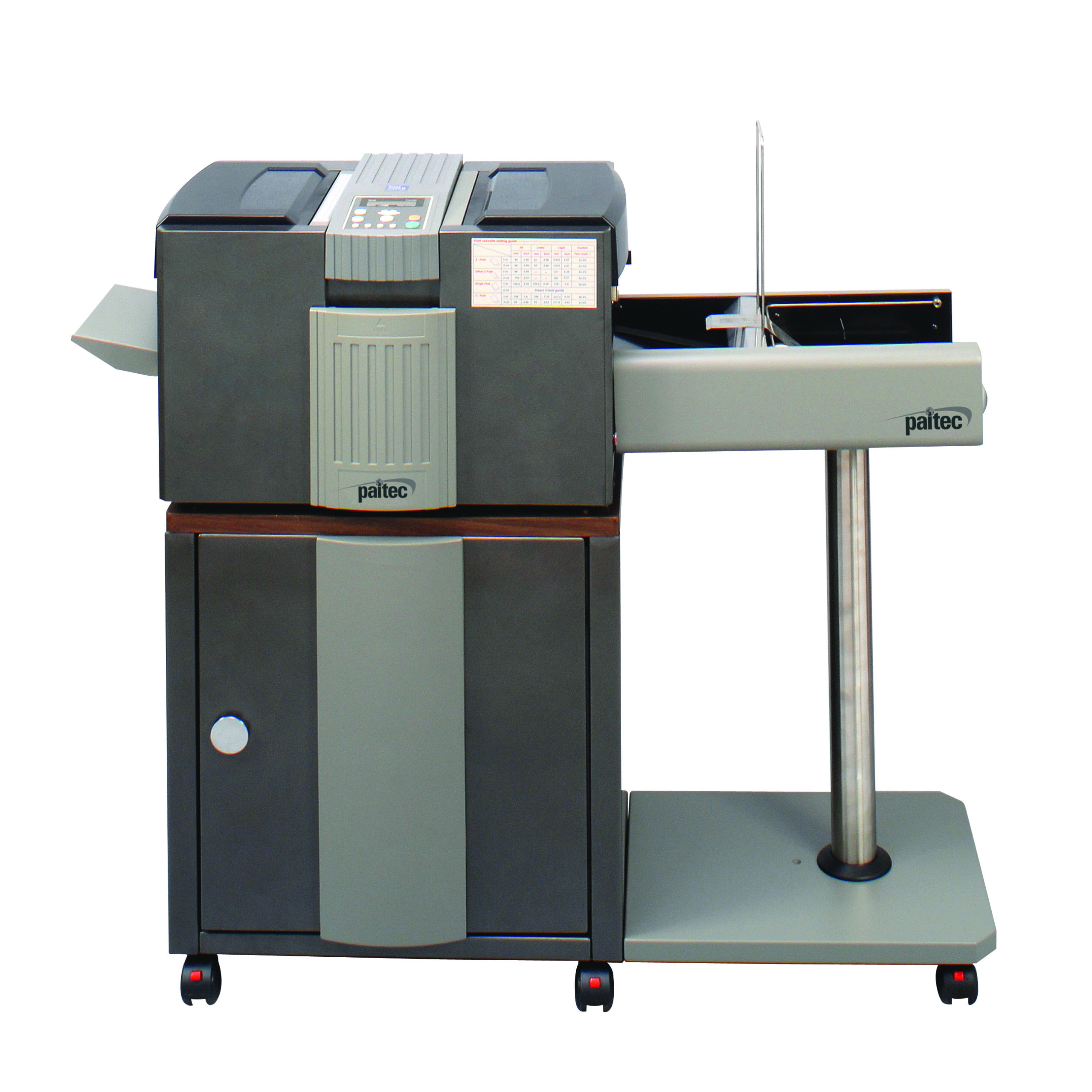 A printer on a stand with a computer placed on top, showcasing a functional workspace setup.
